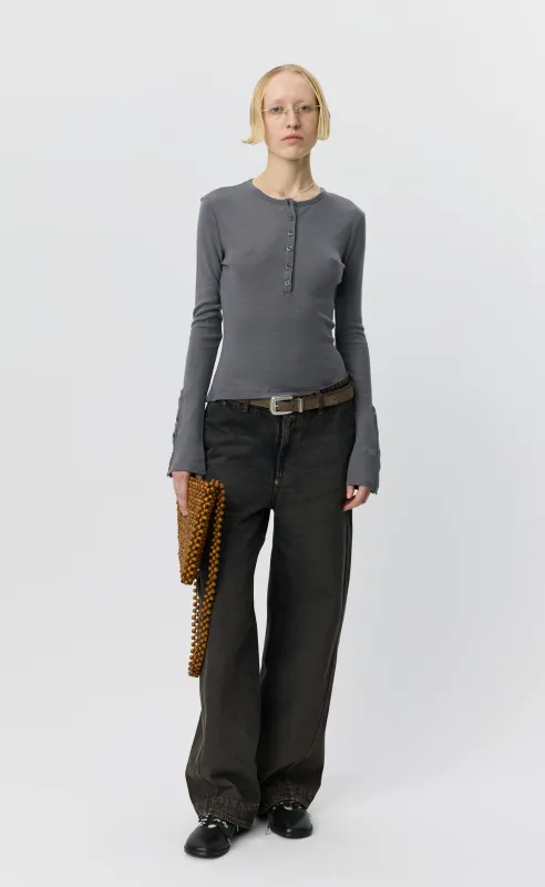LS Henley - Lead Grey Rib made by mfpen