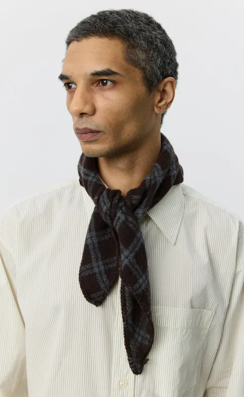 Triangle Scarf - Brown Grey Check made by mfpen