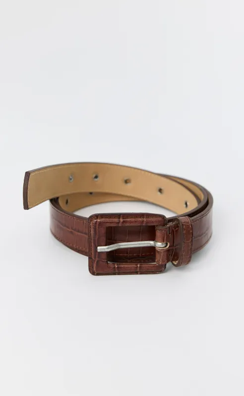 Drivers Belt - Dark Brown Croc made by mfpen