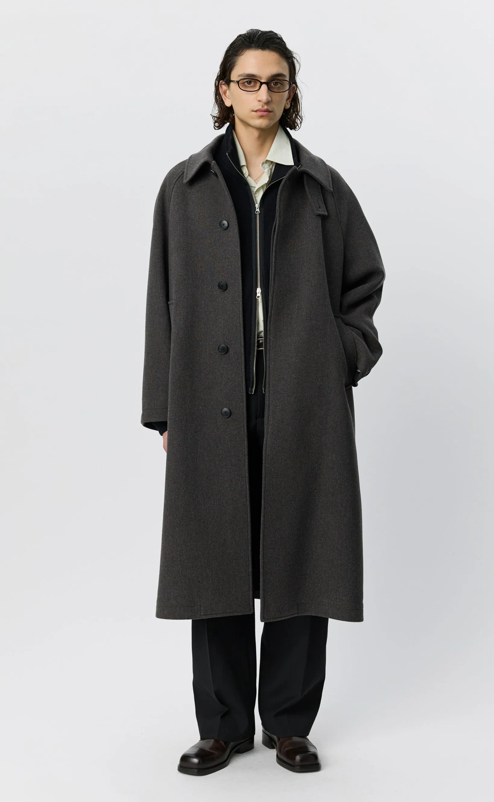 Installation Coat - Ash Brown Recycled Wool sold by mfpen product image thumbnail 2