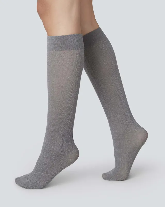 Freja Ribbed Wool Knee-Highs made by SWEDISH STOCKINGS
