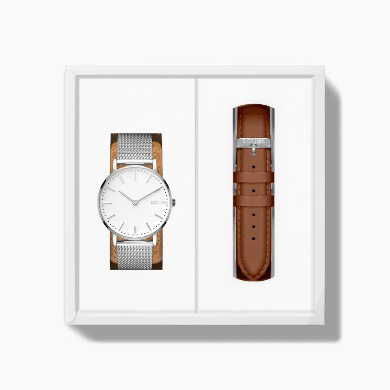 Father's Day Classic Bundle | White Dial - Silver Case sold by SOLIOS
