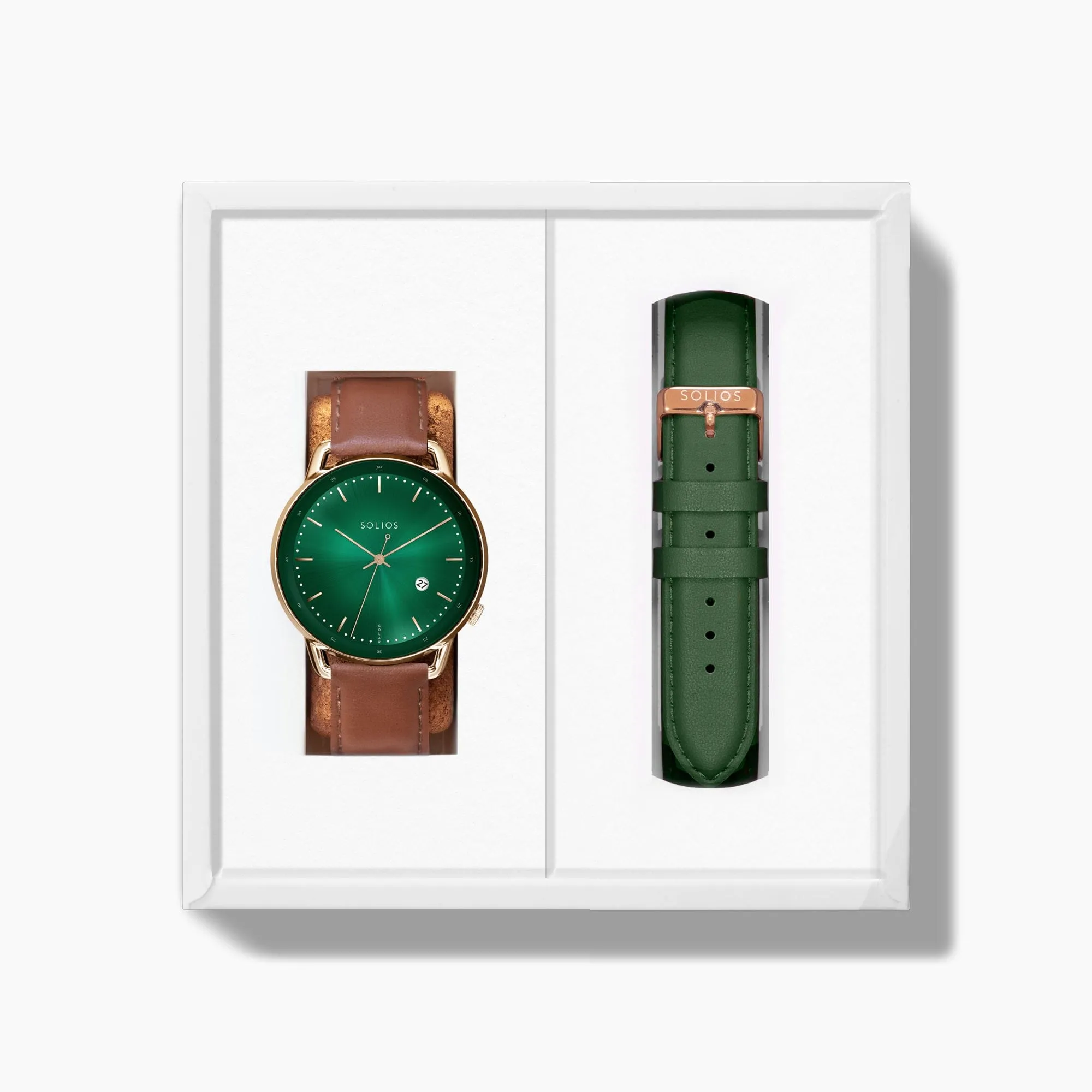 The Rainforest Curve Bundle | Green Dial - Rose Gold Case sold by SOLIOS