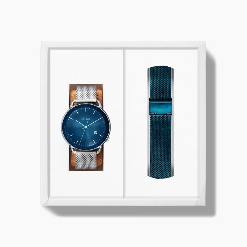 The Solar Curve Bundle | Blue Dial - Silver Case sold by SOLIOS