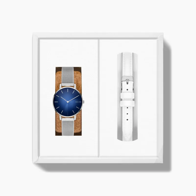The Solar Mini Bundle | Blue Dial - Silver Case sold by SOLIOS
