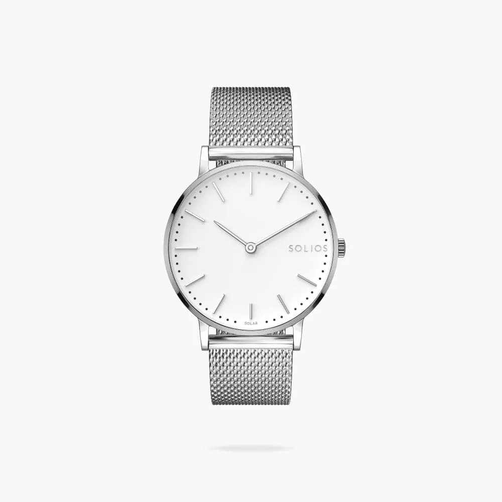 The Solar Classic | White Dial - Silver Case sold by SOLIOS