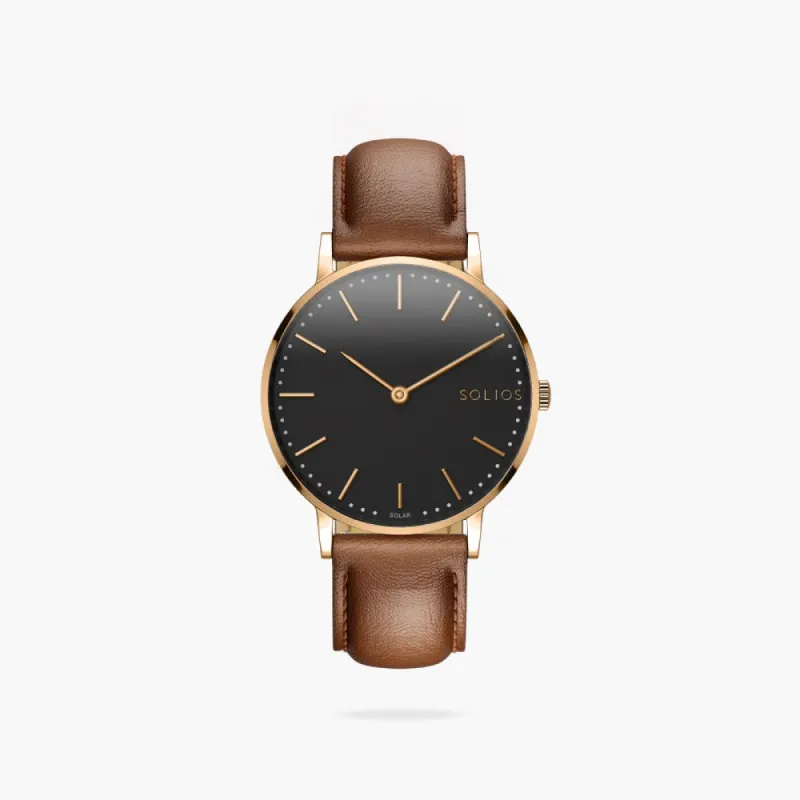 The Solar Classic | Black Dial - Rose Gold Case sold by SOLIOS