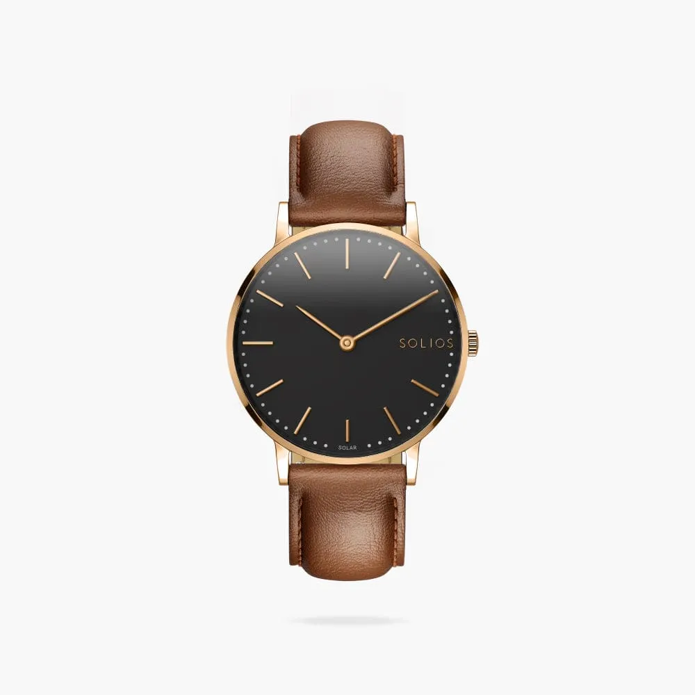 The Solar Classic | Black Dial - Rose Gold Case sold by SOLIOS