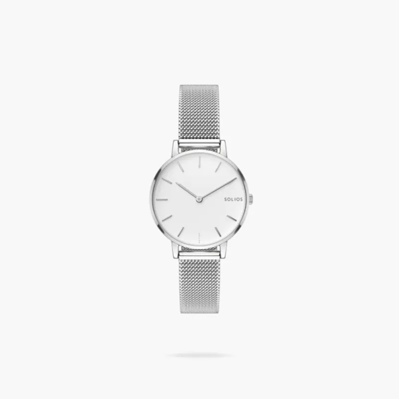 The Solar Mini | White Dial - Silver Case sold by SOLIOS