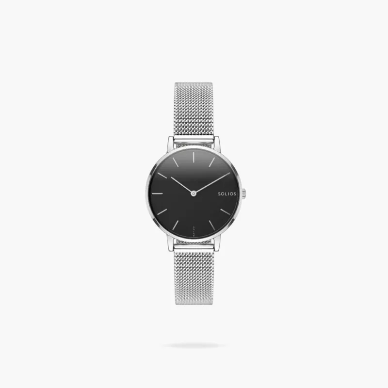 The Solar Mini | Black Dial - Silver Case sold by SOLIOS