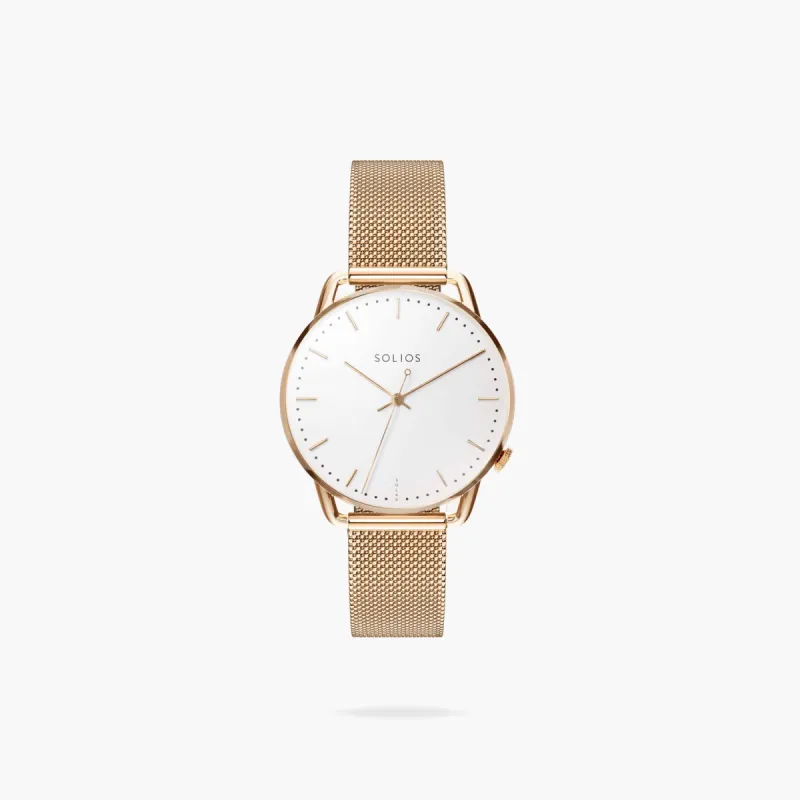 The Solar Curve Mini | White Dial - Rose Gold Case sold by SOLIOS