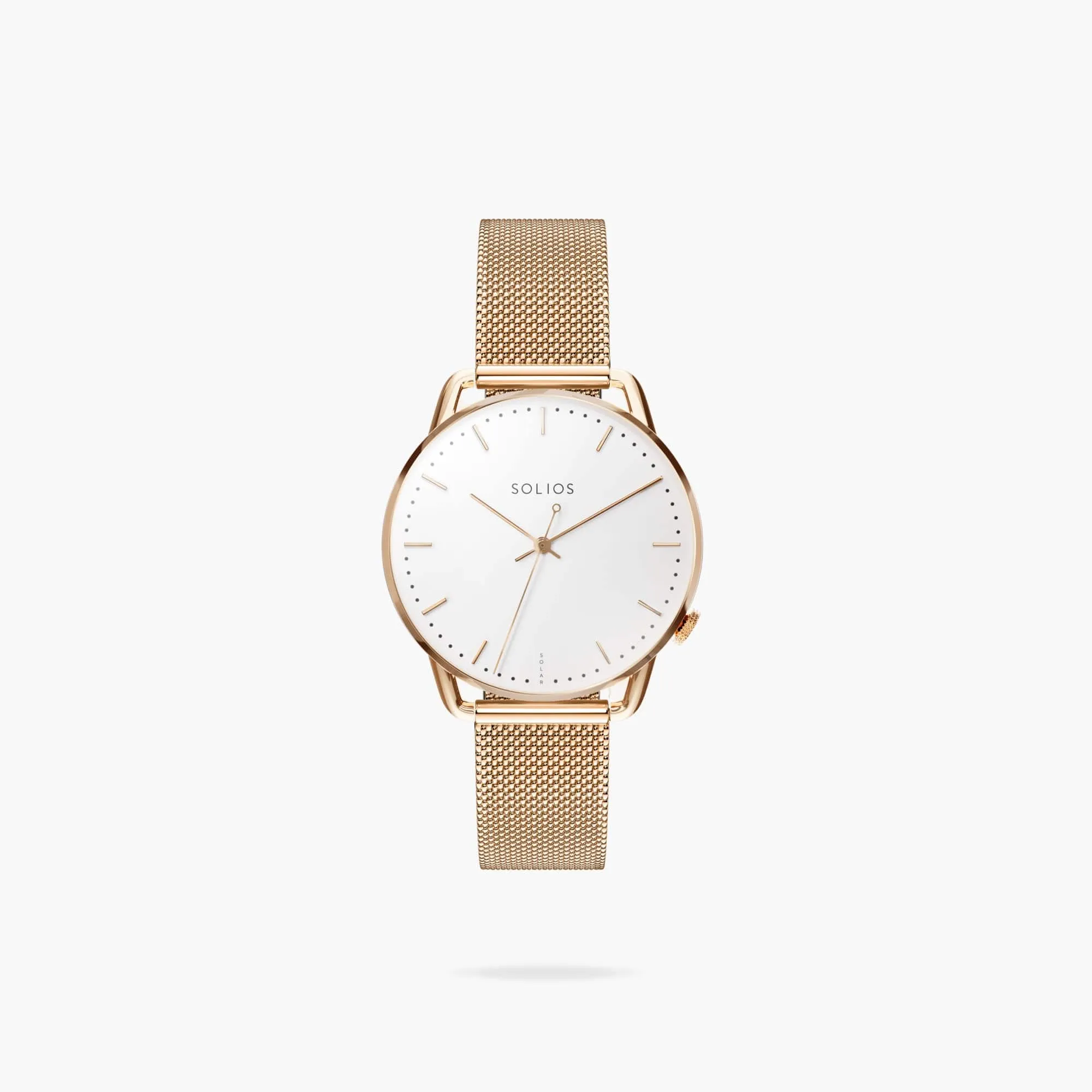 The Solar Curve Mini | White Dial - Rose Gold Case sold by SOLIOS