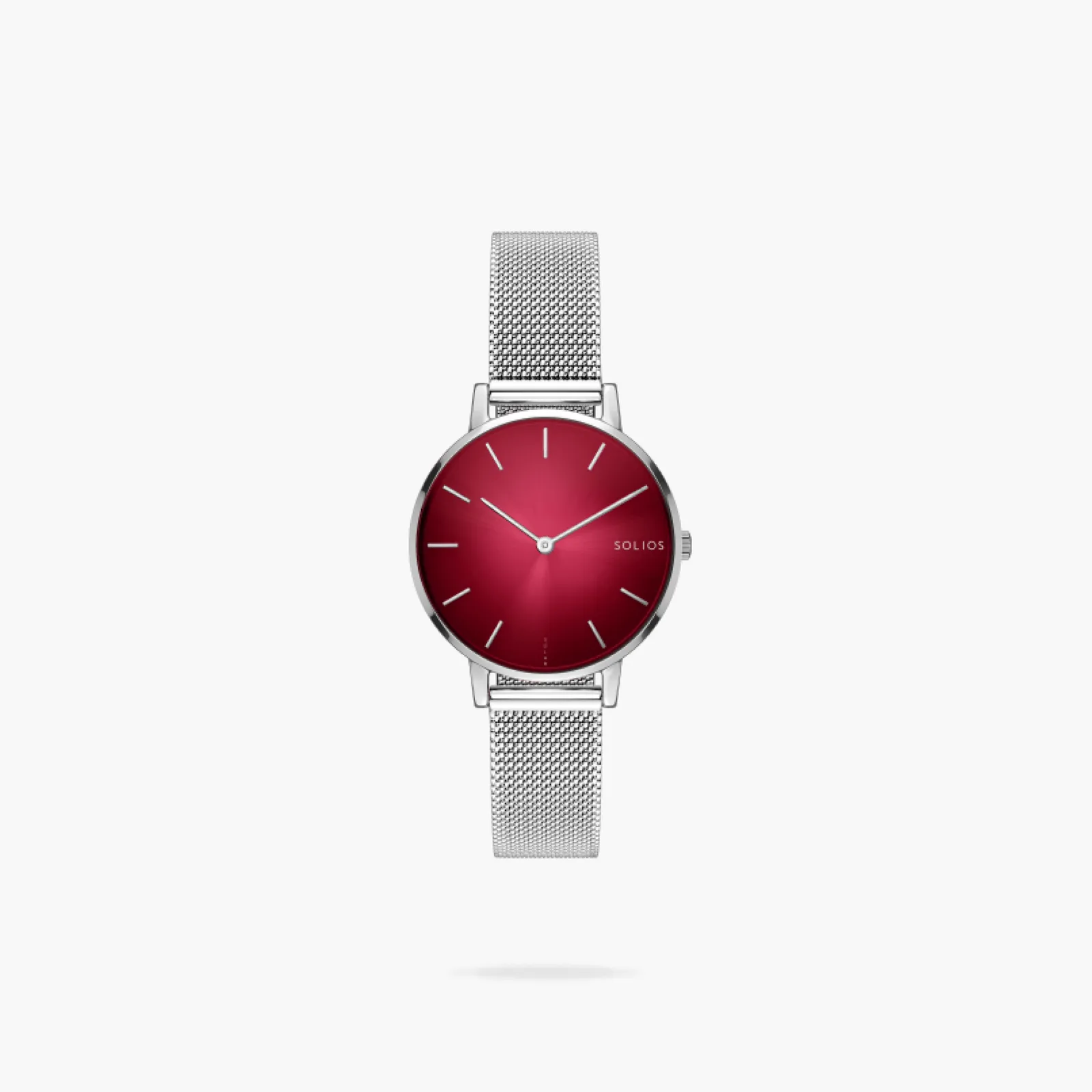 The Solar Mini | Red Dial - Silver Case sold by SOLIOS