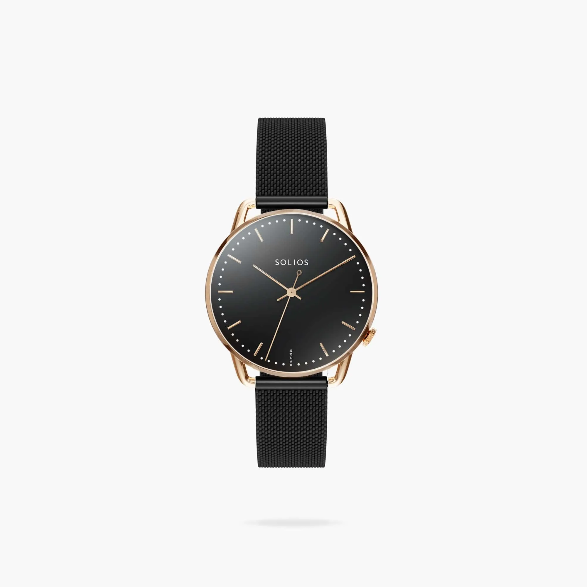 The Solar Curve Mini | Black Dial - Rose Gold Case sold by SOLIOS