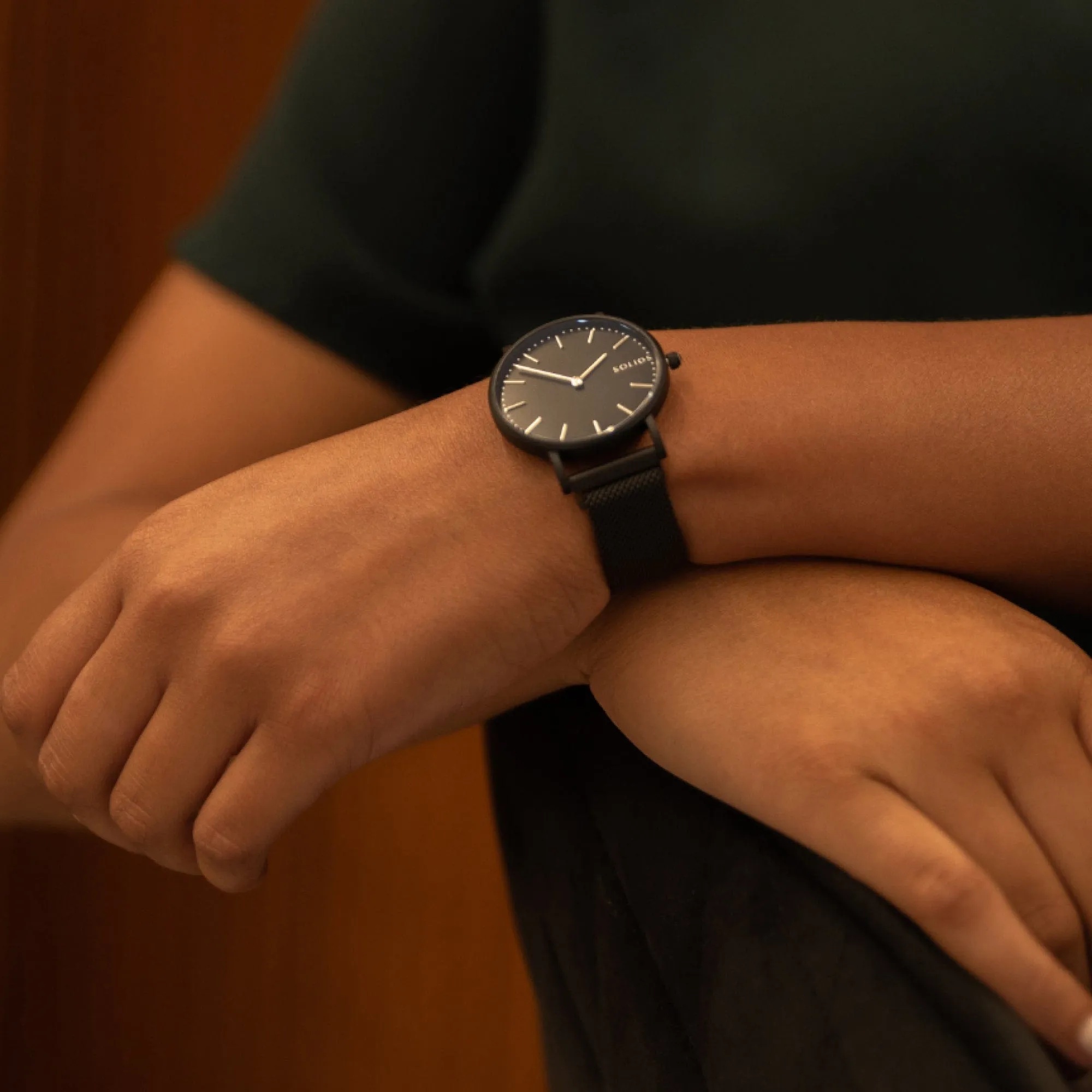 Watch Set - Solar Classic | Black Dial - Black Case | Black Mesh sold by SOLIOS product image thumbnail 3