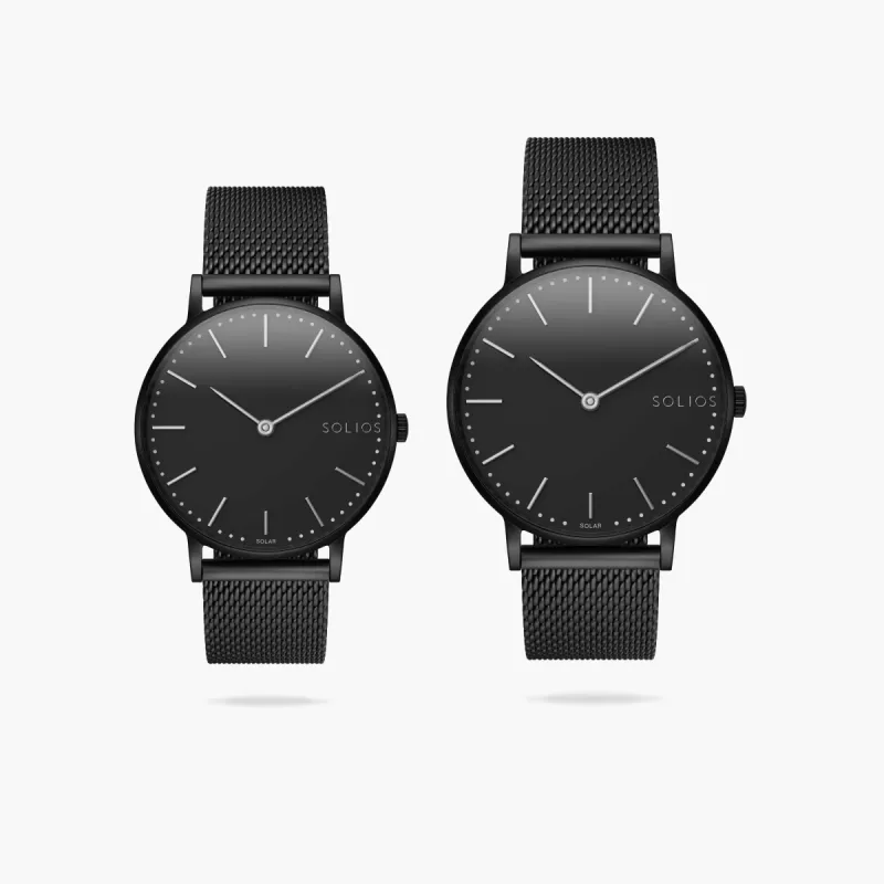 Watch Set - Solar Classic | Black Dial - Black Case | Black Mesh sold by SOLIOS