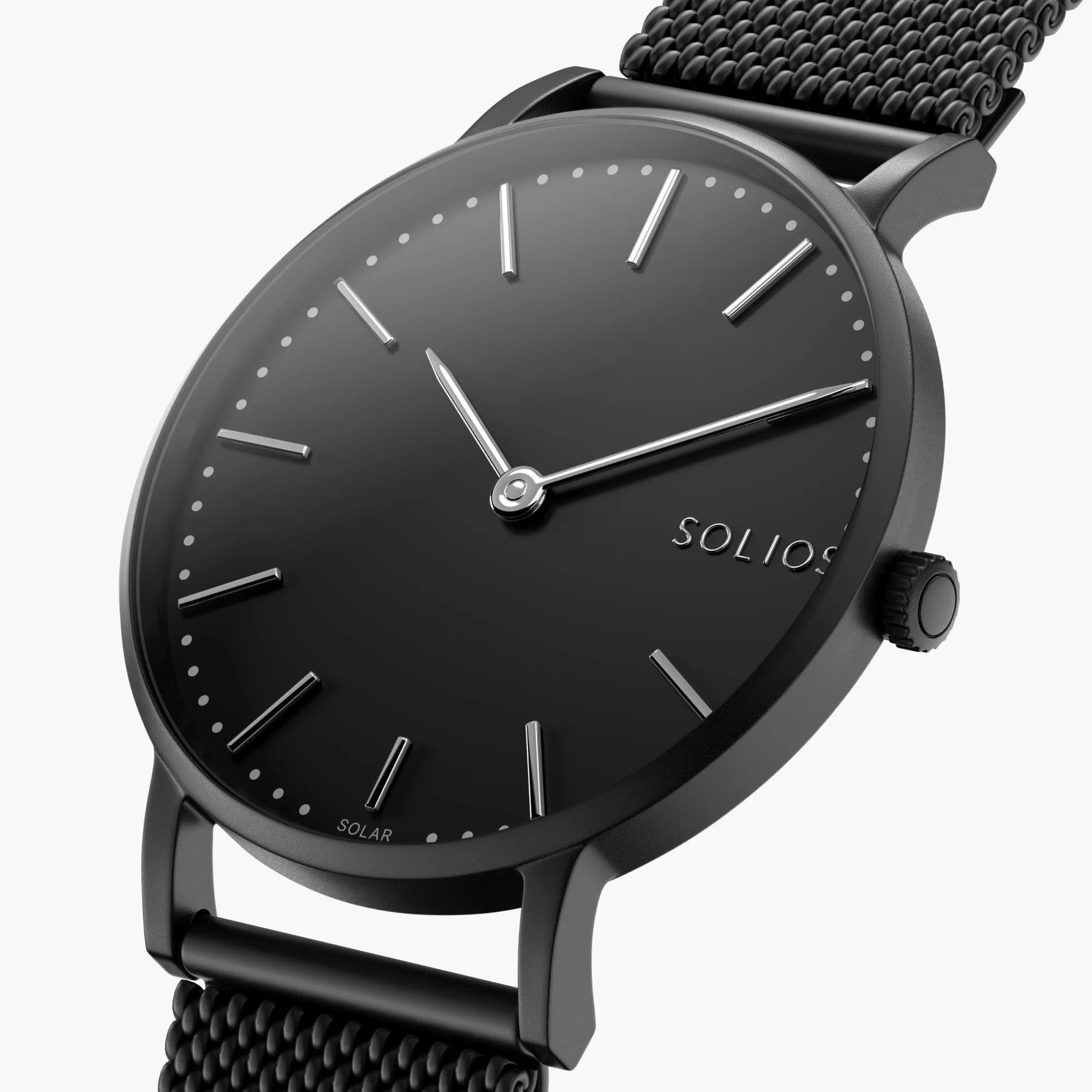 Watch Set - Solar Classic | Black Dial - Black Case | Black Mesh sold by SOLIOS product image thumbnail 5