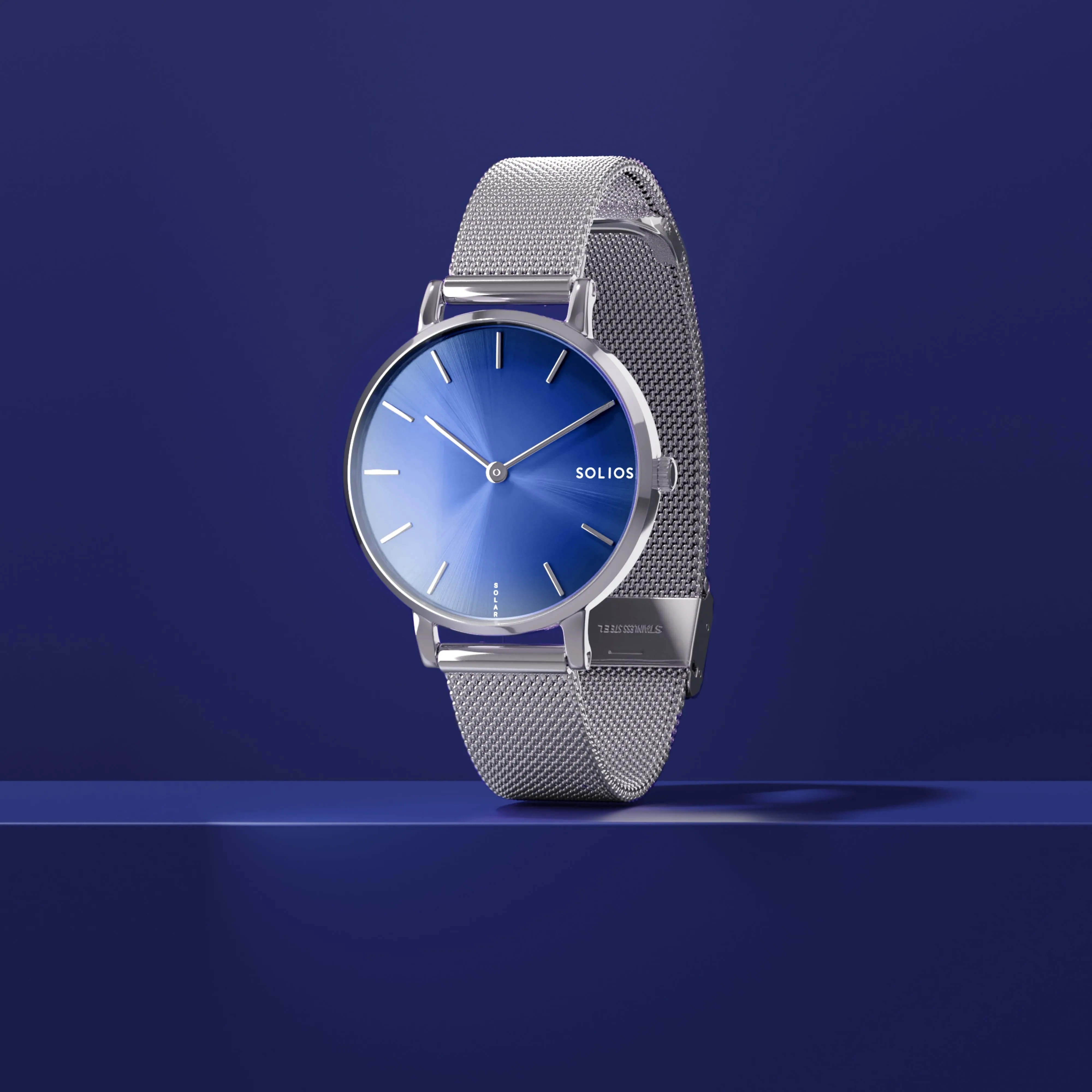 Watch Set - Solar Curve & Mini | Blue Dial - Silver Case | Silver Mesh sold by SOLIOS product image thumbnail 5