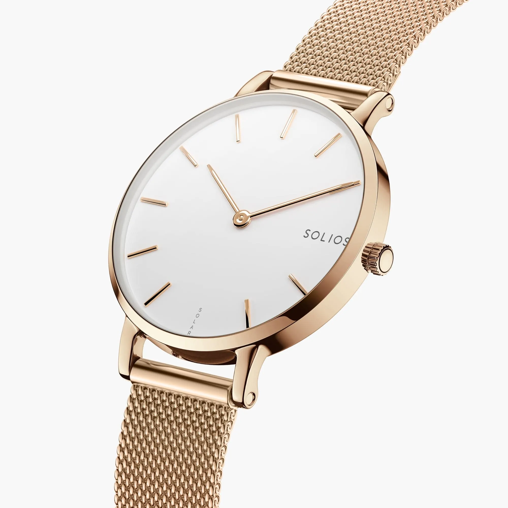 Watch Set - Solar Classic & Mini | White Dial - Rose Gold Case | Rose Gold Mesh sold by SOLIOS product image thumbnail 5