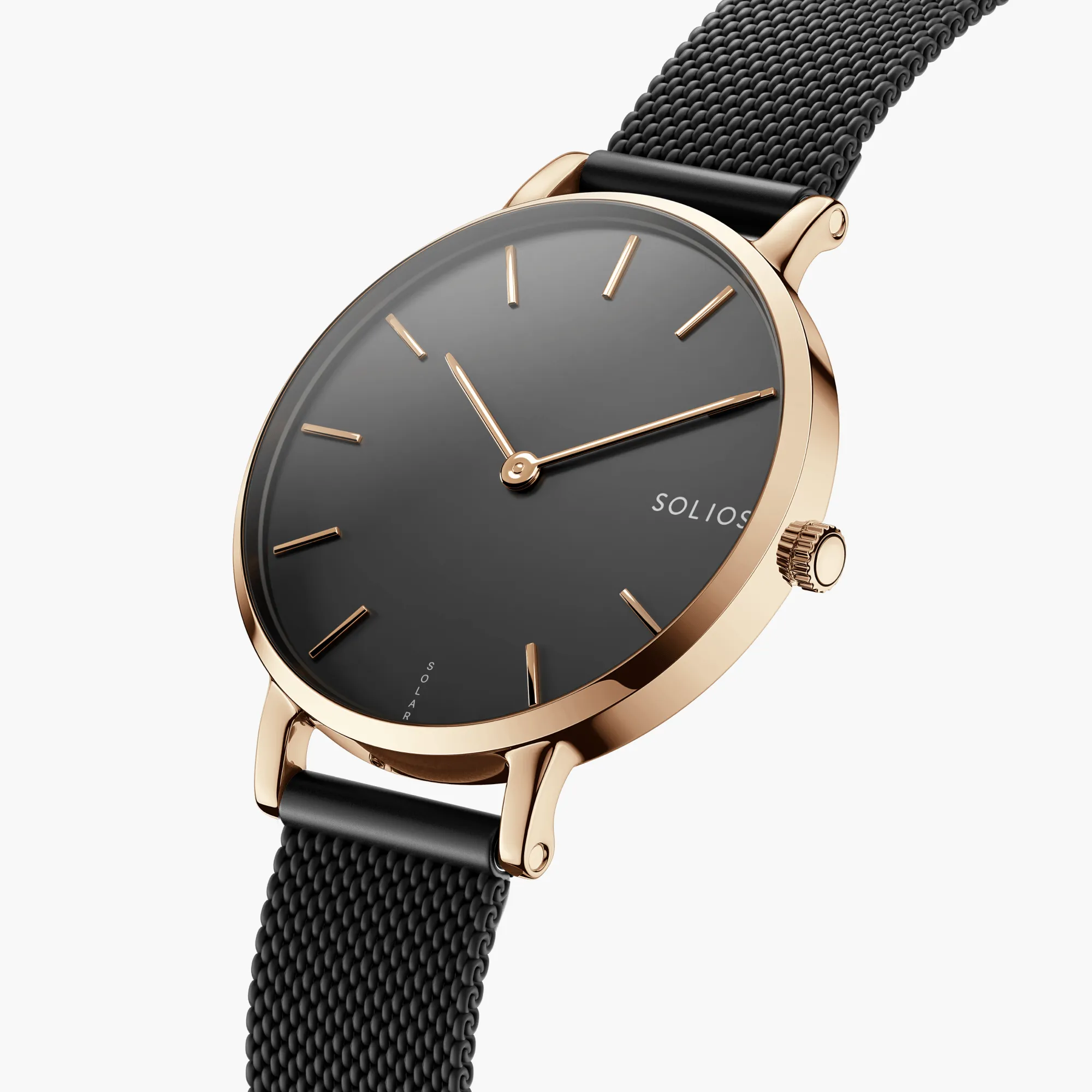 Watch Set - Solar Classic & Mini | Black Dial - Rose Gold Case | Black Mesh sold by SOLIOS product image thumbnail 5