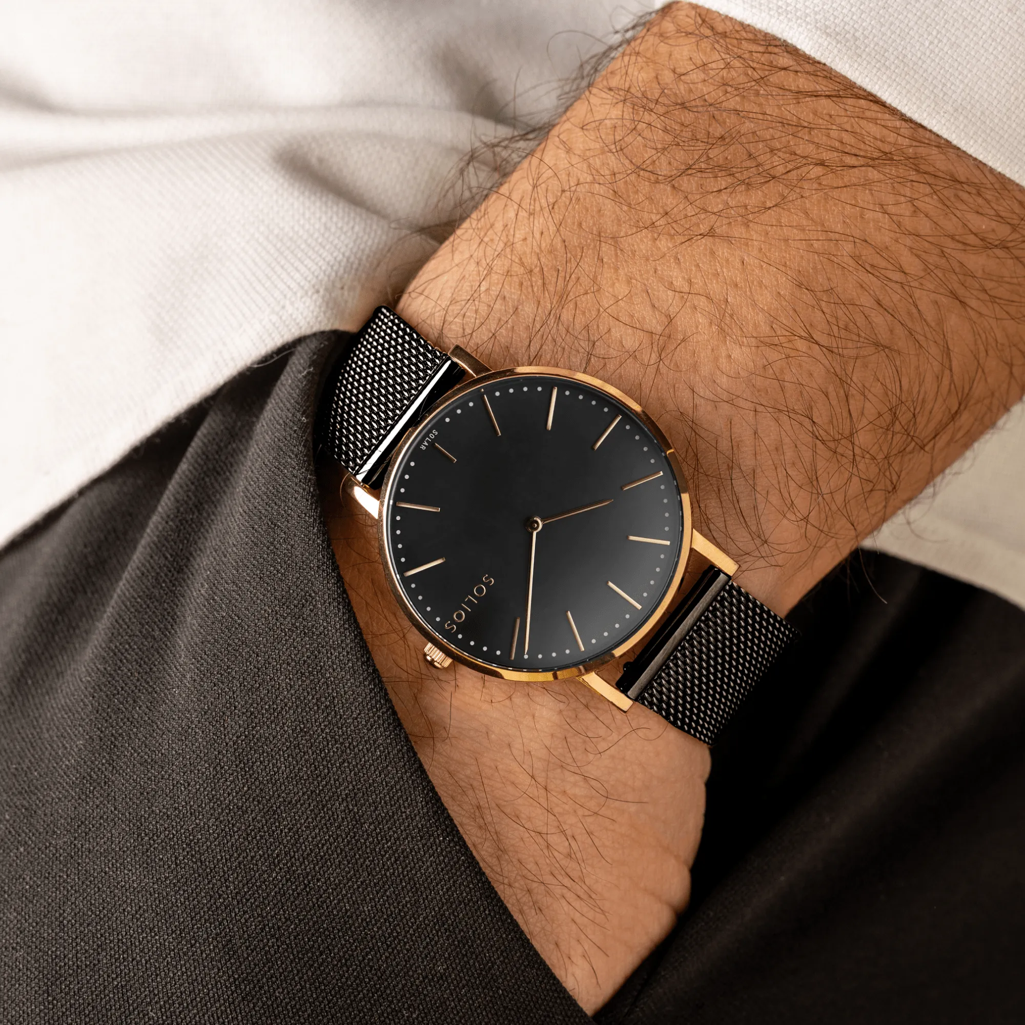 Watch Set - Solar Classic & Mini | Black Dial - Rose Gold Case | Black Mesh sold by SOLIOS product image thumbnail 4