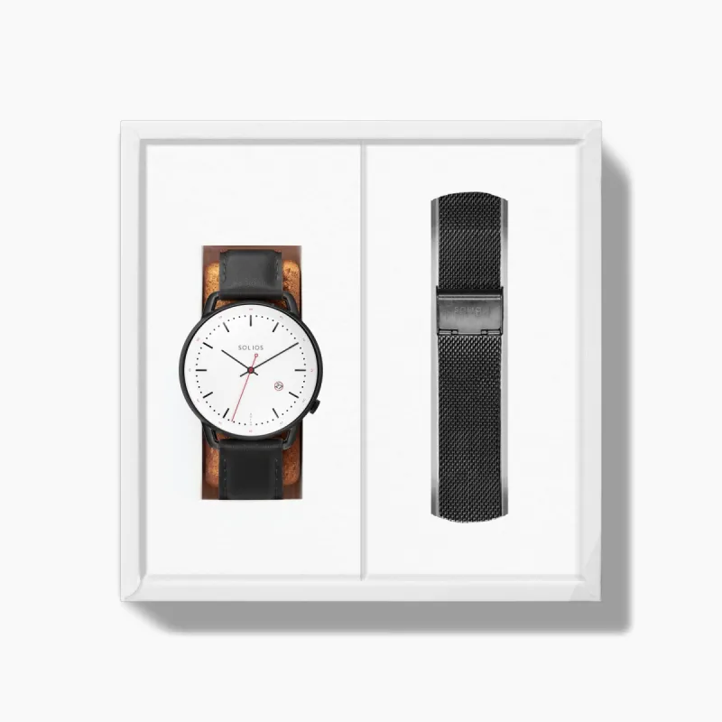 The Solar Curve Bundle | White Dial - Black Case sold by SOLIOS