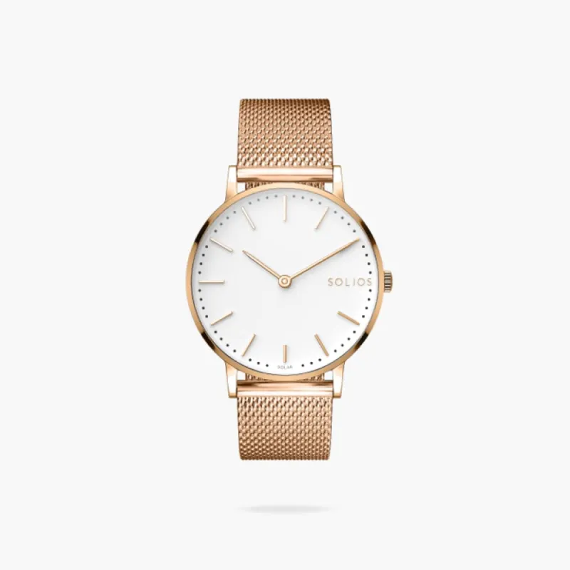 The Solar Classic | White Dial - Rose Gold Case sold by SOLIOS