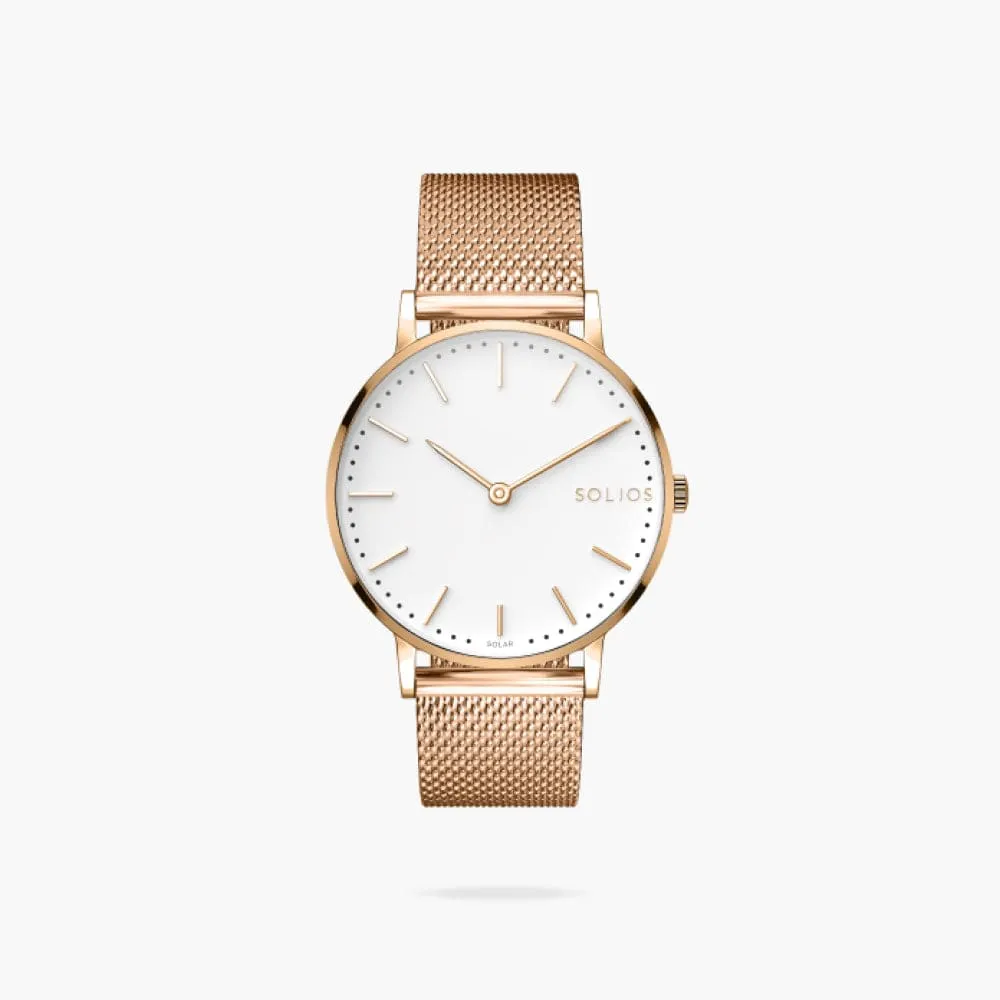 The Solar Classic | White Dial - Rose Gold Case sold by SOLIOS
