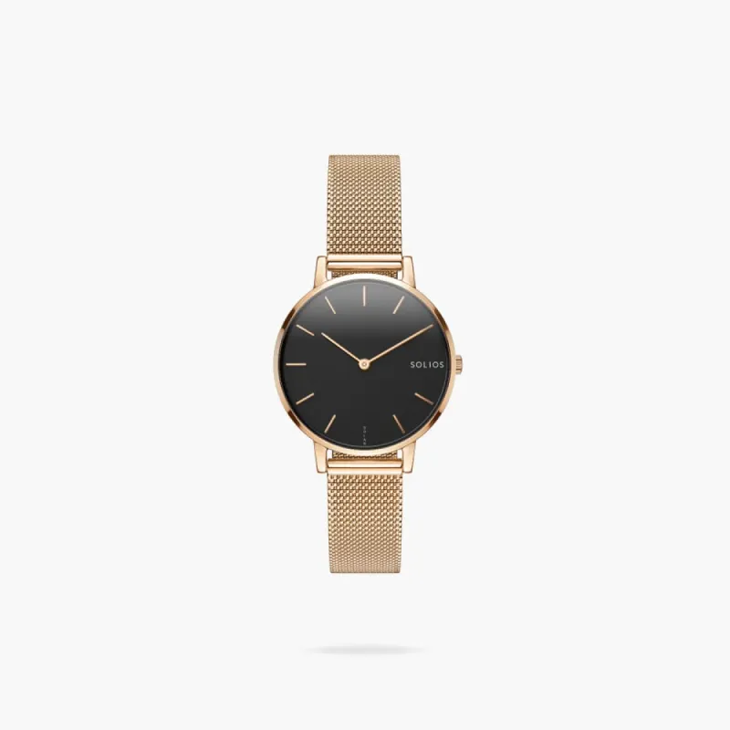 The Solar Mini | Black Dial - Rose Gold Case sold by SOLIOS
