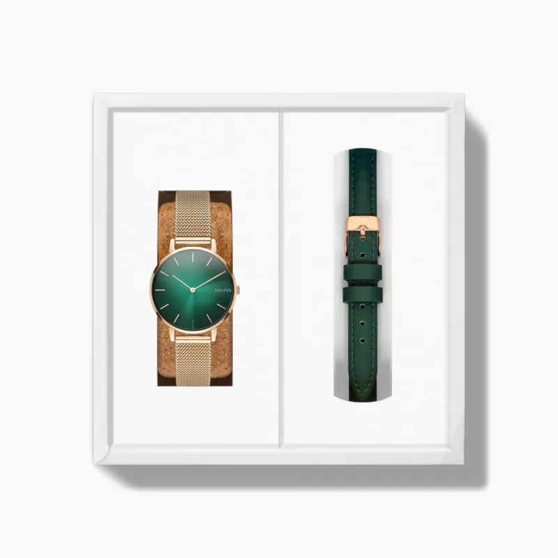 The Rainforest Mini Bundle | Green Dial - Rose Gold Case sold by SOLIOS