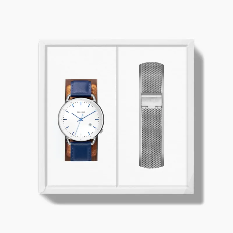 The Solar Curve Bundle | White Dial - Silver Case sold by SOLIOS
