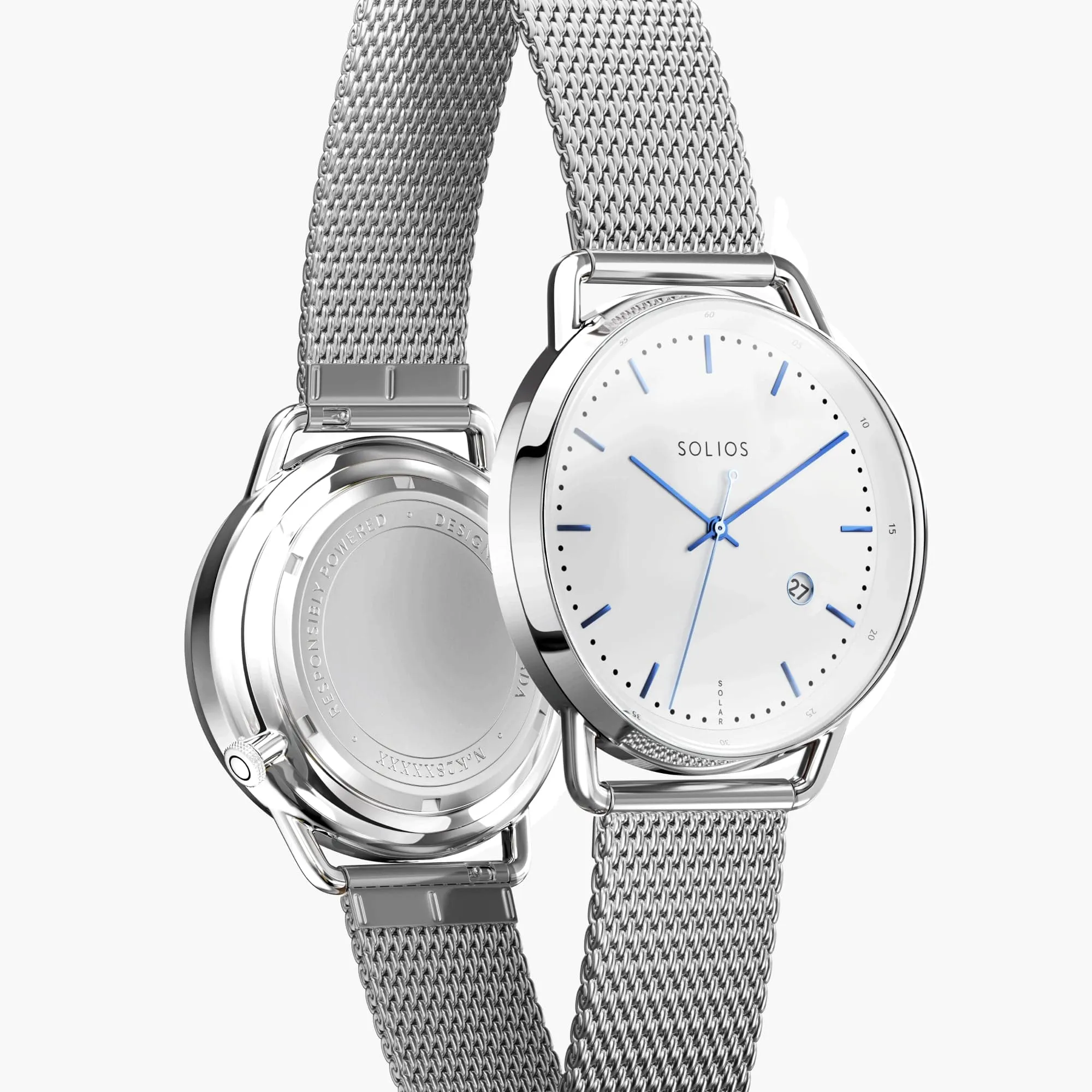 Watch Sets - Solar Curve & Curve Mini | White Dial - Silver Case | Silver Mesh sold by SOLIOS product image thumbnail 4