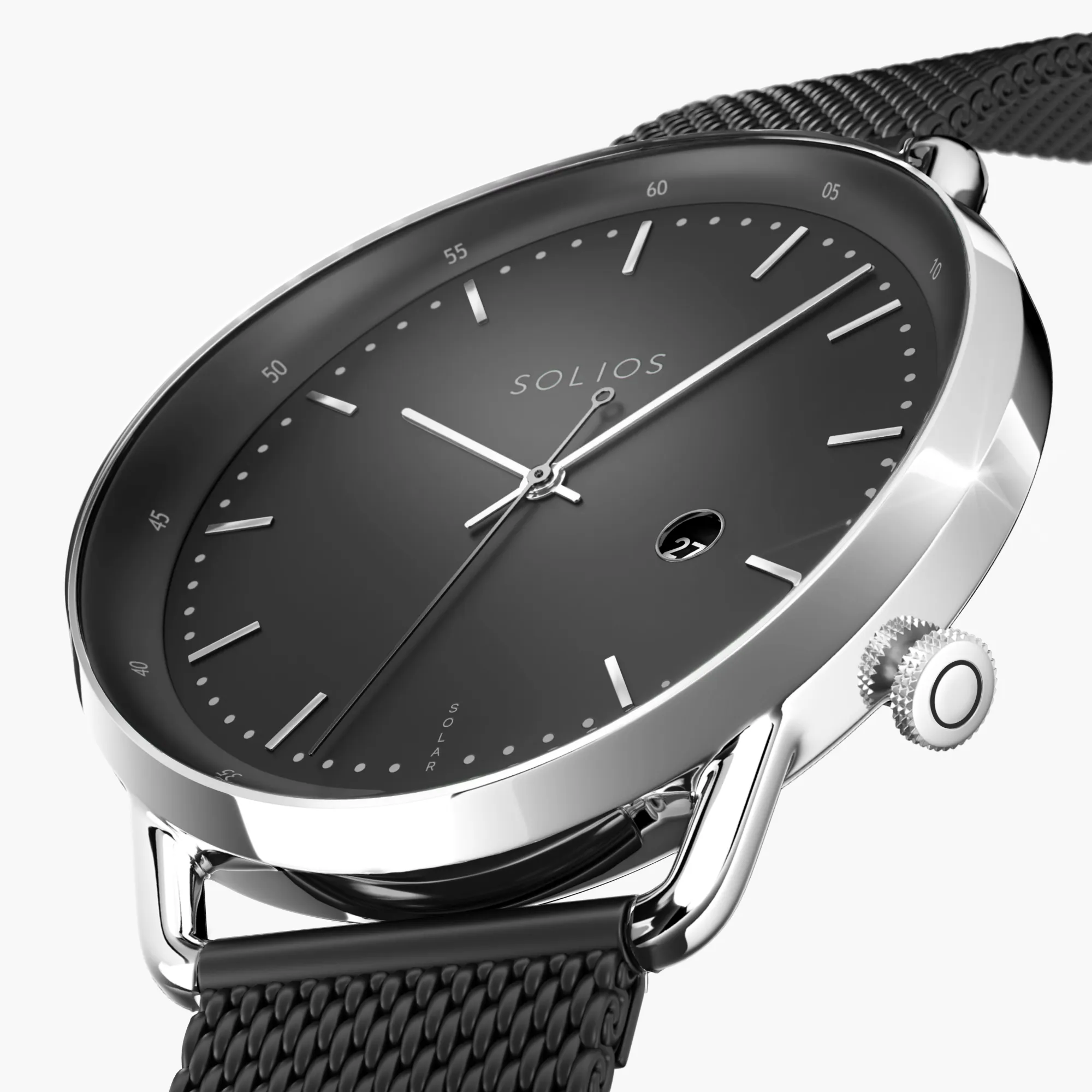 Watch Sets - Solar Curve & Curve Mini | Black Dial - Silver & Rose Gold Cases | Black Mesh sold by SOLIOS product image thumbnail 4