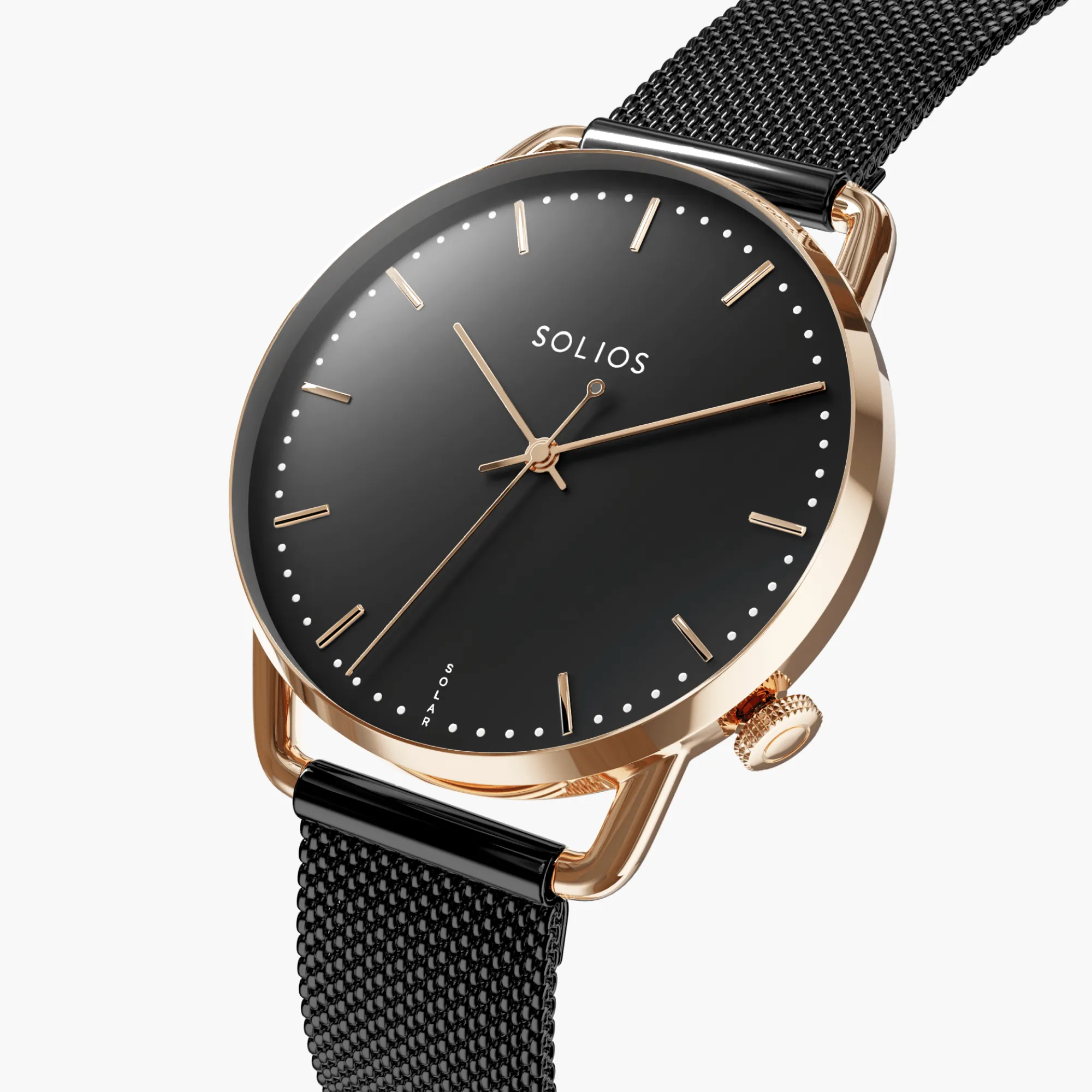 Watch Sets - Solar Curve & Curve Mini | Black Dial - Silver & Rose Gold Cases | Black Mesh sold by SOLIOS product image thumbnail 3