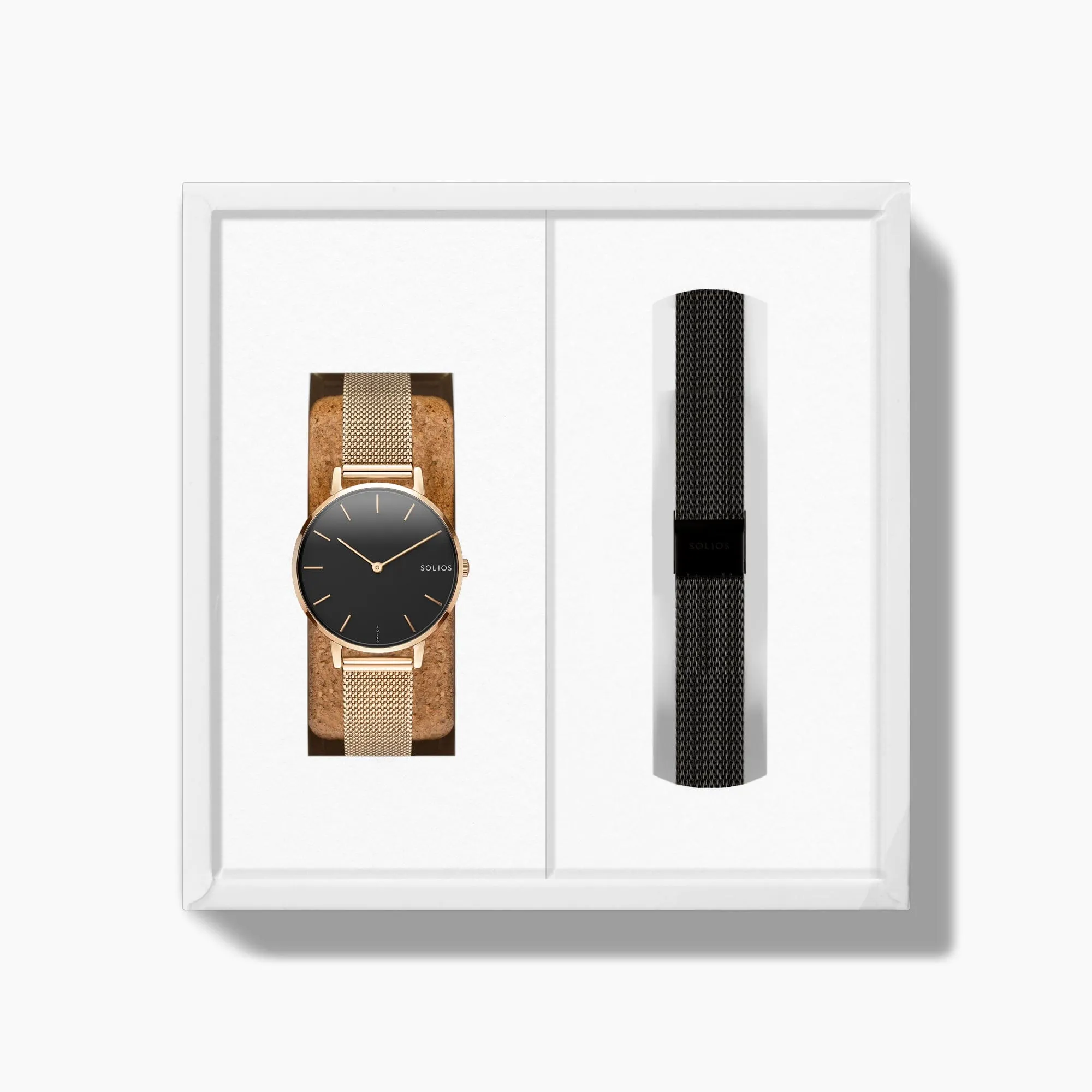 The Solar Mini Bundle | Black Dial - Rose Gold Case sold by SOLIOS