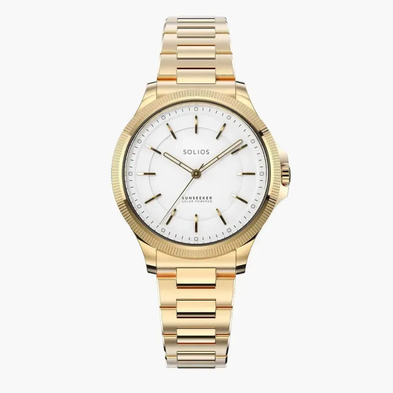 The Sunseeker | White Dial - Gold Case - 34mm made by SOLIOS