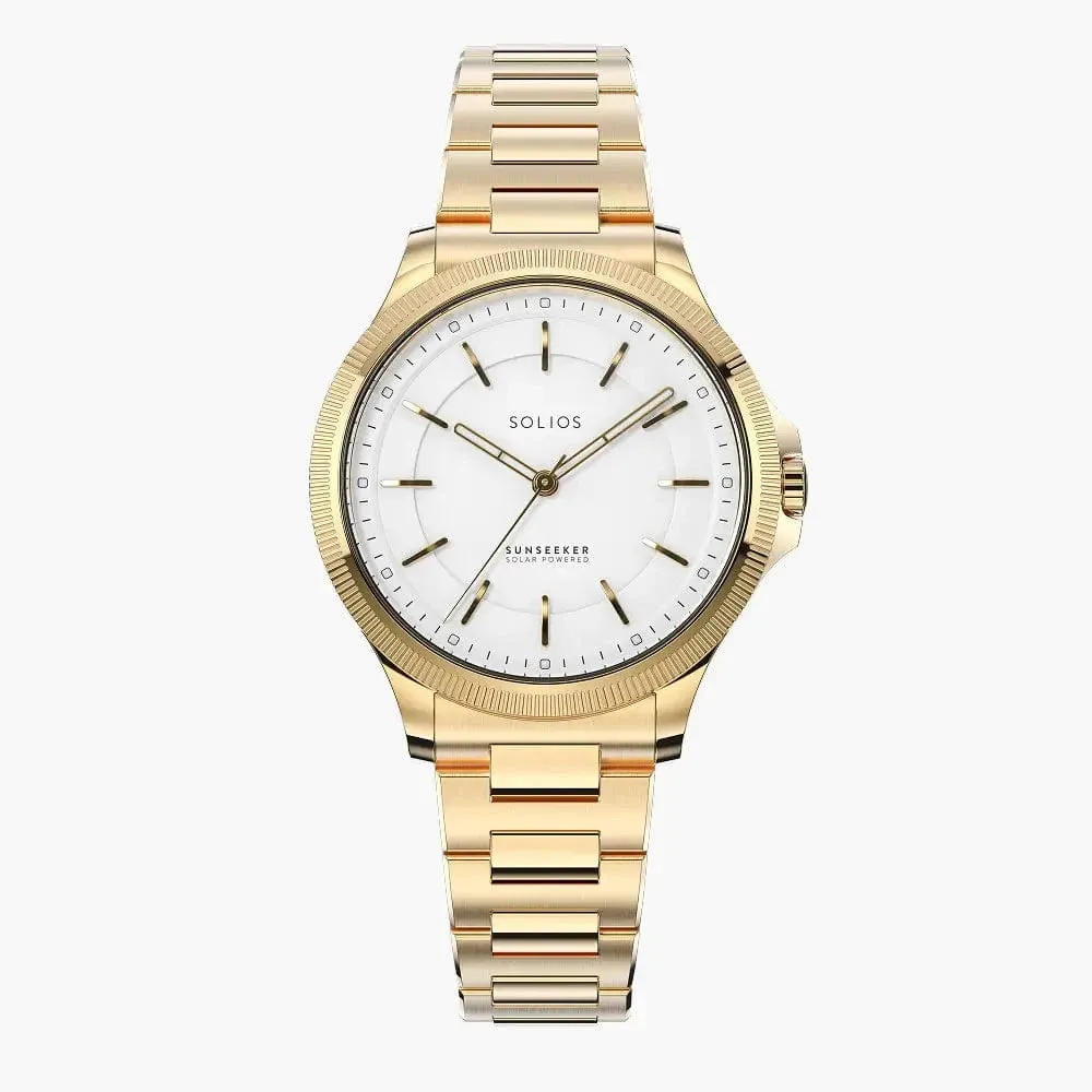 The Sunseeker | White Dial - Gold Case - 34mm sold by SOLIOS