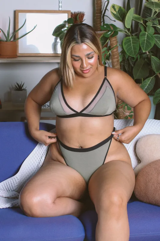 Billie Bikini in Sage Sample sold by MARY YOUNG