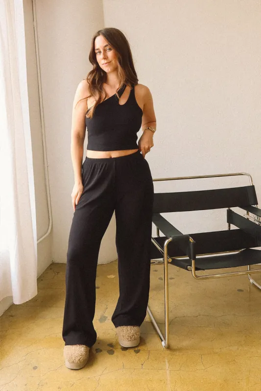 Landry Pant in Black Rib sold by MARY YOUNG