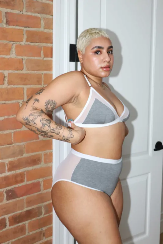 Lux High Waist Brief in Grey Sample sold by MARY YOUNG
