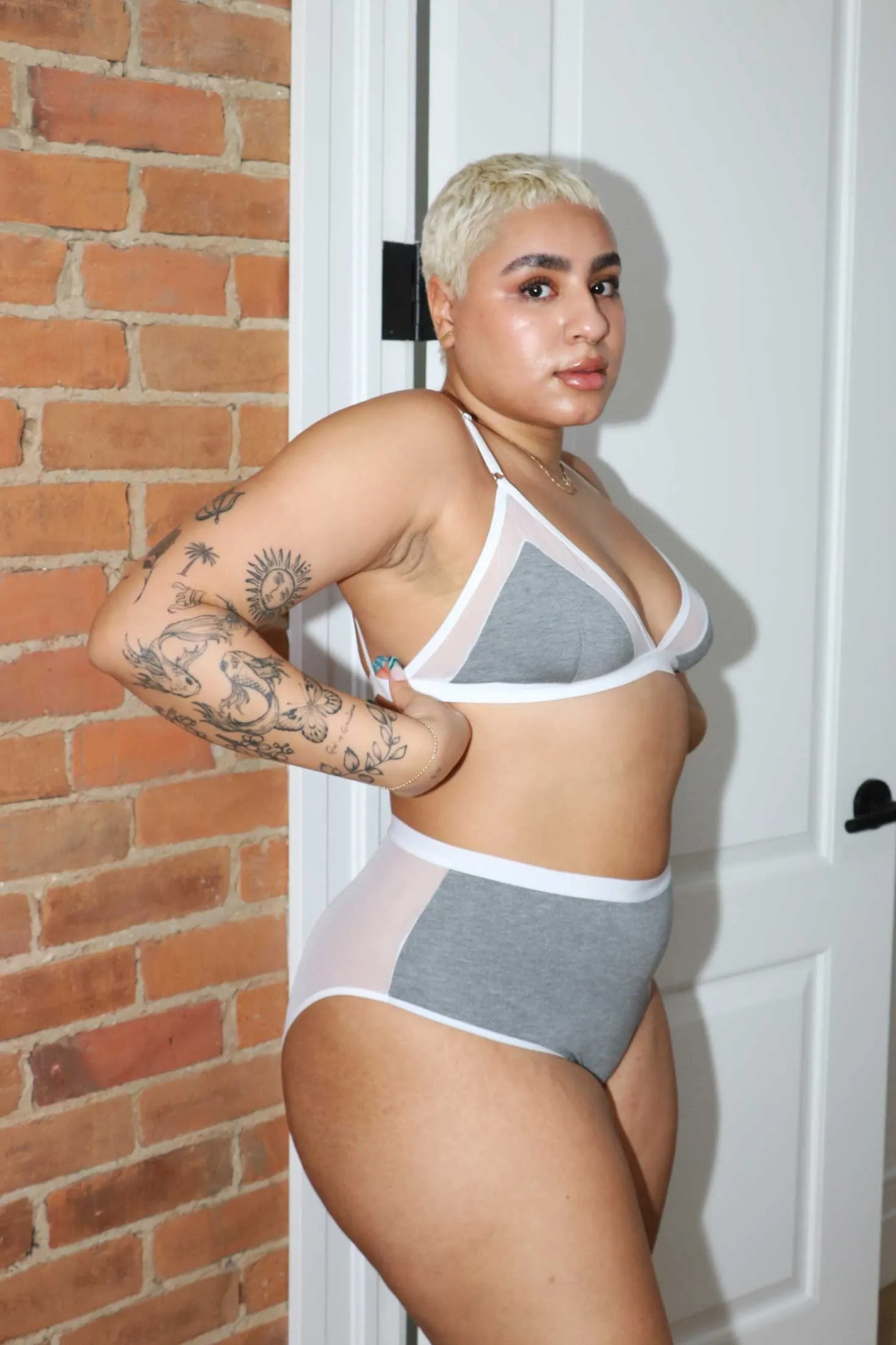 Lux High Waist Brief in Grey Sample sold by MARY YOUNG