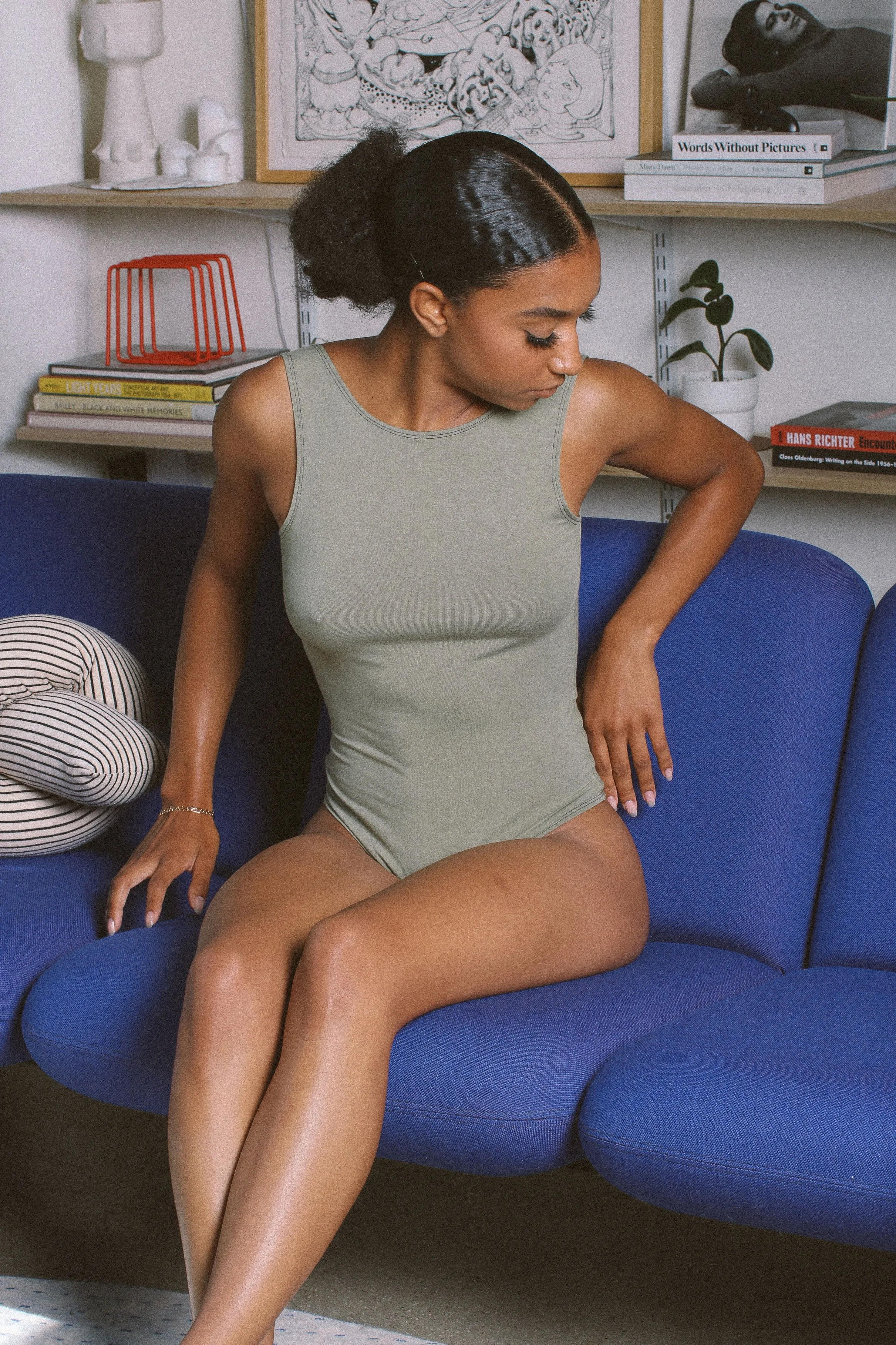 Backless Thong Bodysuit in Sage sold by MARY YOUNG product image thumbnail 2