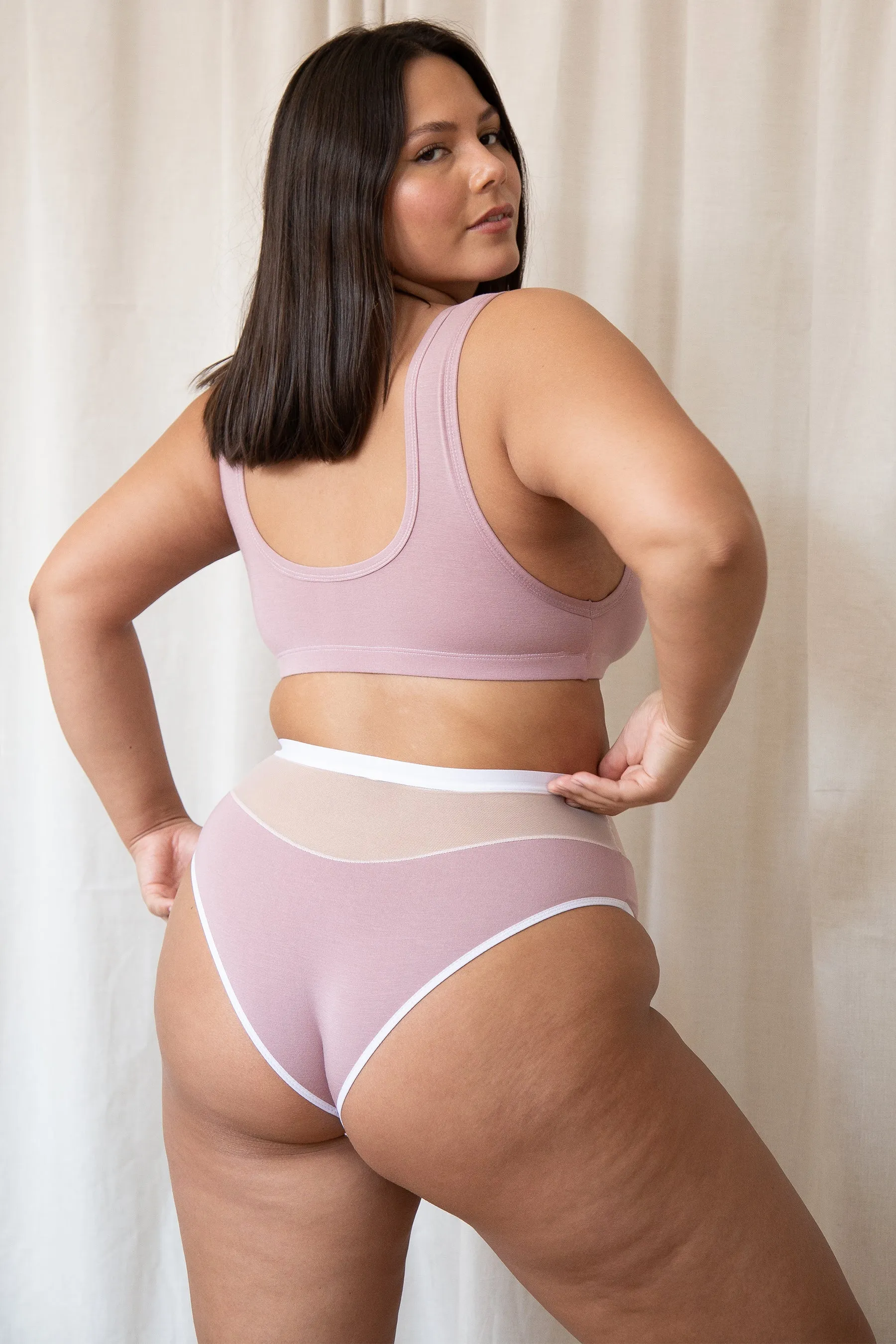 Logan High Cut Bikini in Dusty Rose Sample sold by MARY YOUNG