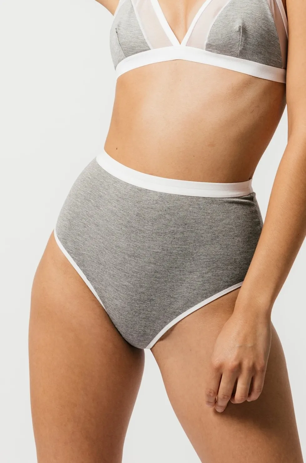 High Waist Thong in Grey sold by MARY YOUNG