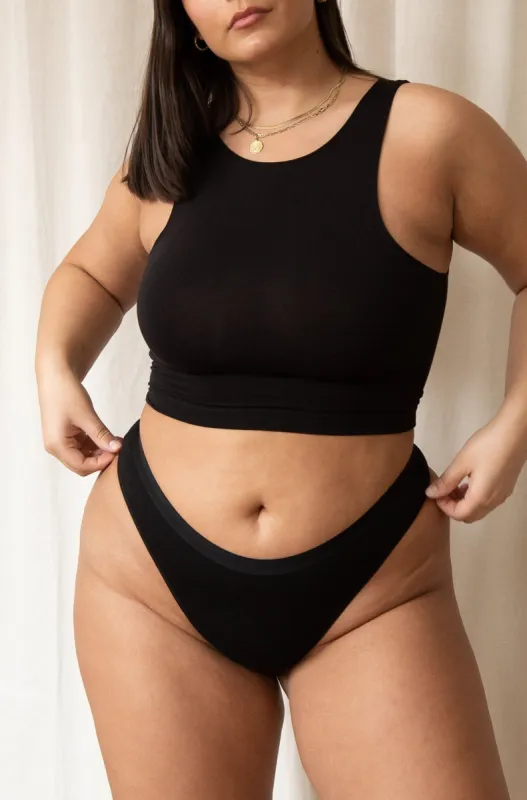 Emery Thong in Solid Black sold by MARY YOUNG
