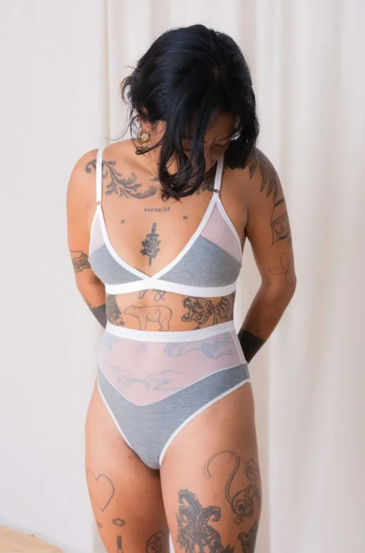 Logan High Cut Bikini in Grey sold by MARY YOUNG