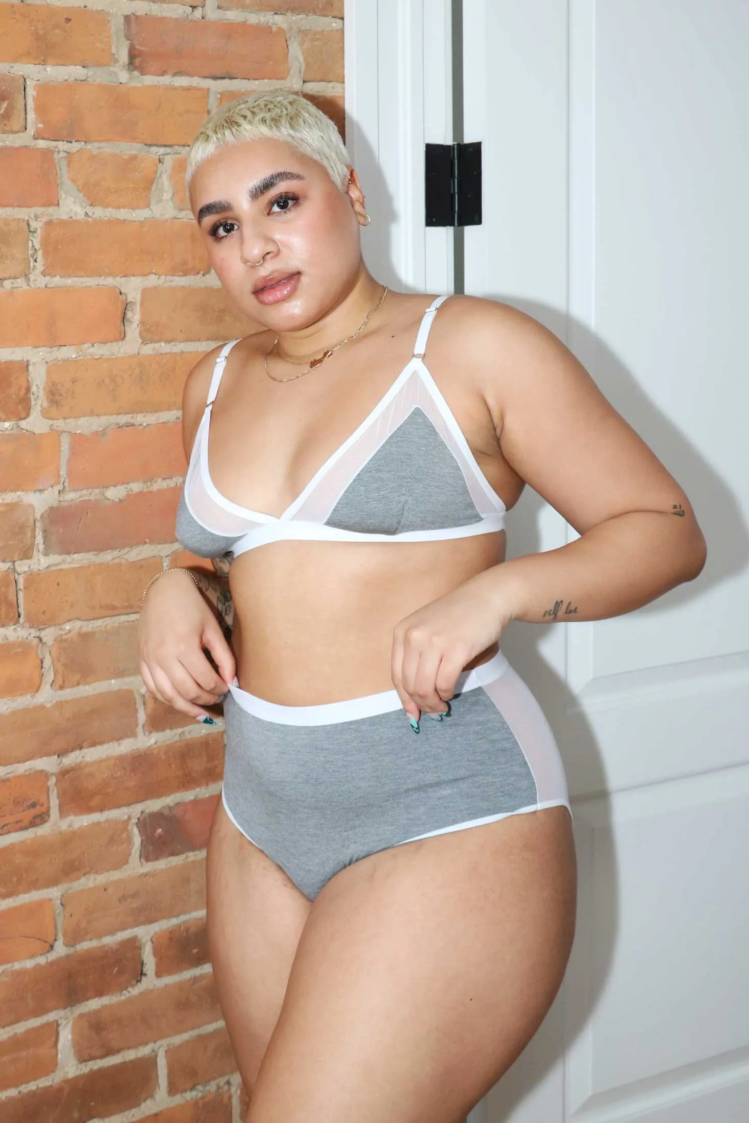 Contrast Bra in Grey sold by MARY YOUNG product image thumbnail 3