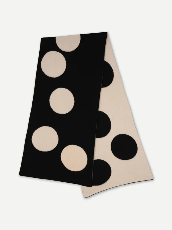 LARGE SPOTTY BRUSHED BLANKET SCARF BLACK & OATMEAL sold by Jo Gordon