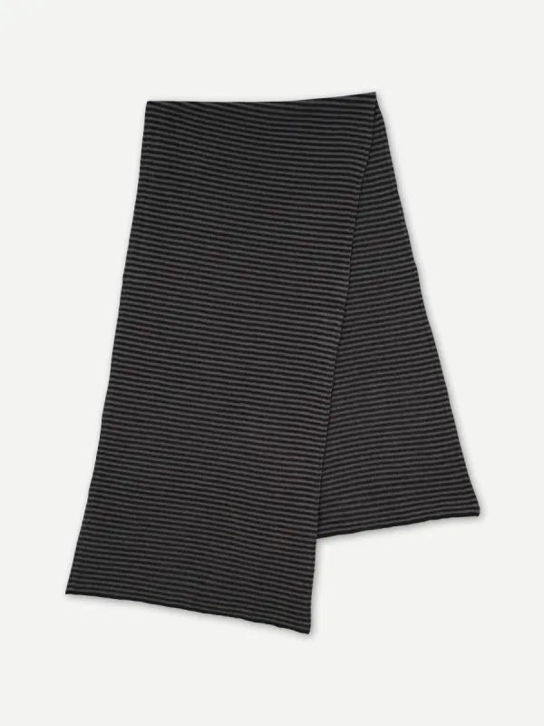 NARROW STRIPE BRUSHED BLANKET SCARF BLACK & DRILL GREY sold by Jo Gordon