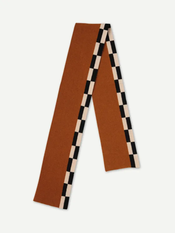 CHEQUERED EDGE SCARF CUMIN sold by Jo Gordon